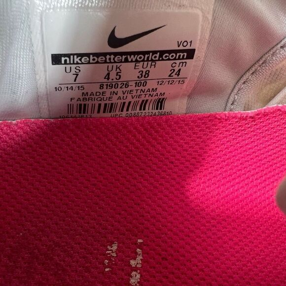Nike Womens Flex Supreme Tr 4 Running Shoes White Pink 819026-100 Lace Up Size 7 - Picture 8 of 8